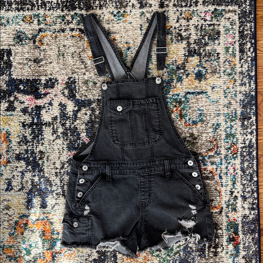 No Boundaries Goth Charcoal Denim Overalls